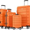 SHOWKOO Luggage Sets Expandable PC+ABS Durable Suitcase Sets Double Wheels TSA Lock Pink 3pcs