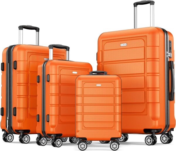 SHOWKOO Luggage Sets Expandable PC+ABS Durable Suitcase Sets Double Wheels TSA Lock Pink 3pcs