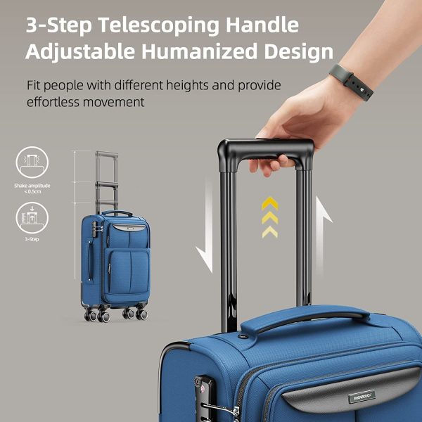 Luggage Sets 3 Piece Softside Expandable Lightweight Durable Suitcase Sets Double Spinner Wheels TSA Lock