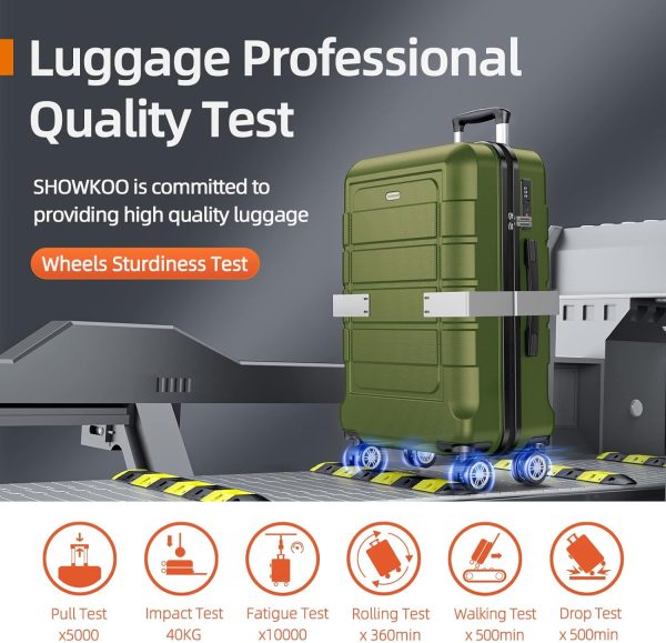 SHOWKOO Luggage Sets Expandable PC+ABS Durable Suitcase Sets Double Wheels TSA Lock Pink 3pcs