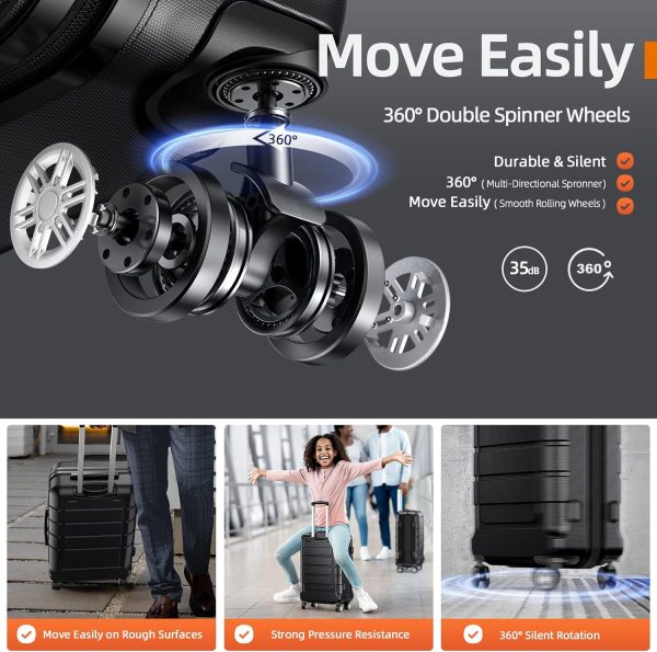 SHOWKOO Luggage Sets Expandable PC+ABS Durable Suitcase Sets Double Wheels TSA Lock Pink 3pcs