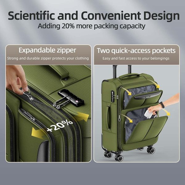 Luggage Sets 3 Piece Softside Expandable Lightweight Durable Suitcase Sets Double Spinner Wheels TSA Lock