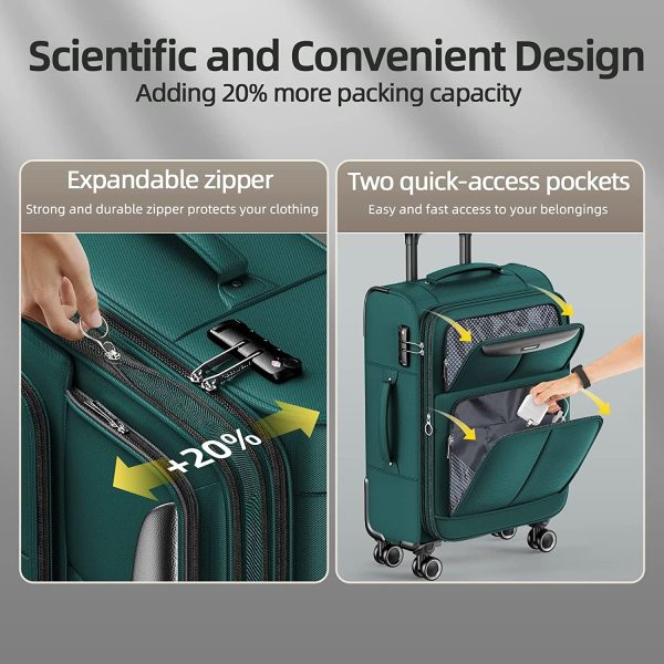Luggage Sets 3 Piece Softside Expandable Lightweight Durable Suitcase Sets Double Spinner Wheels TSA Lock