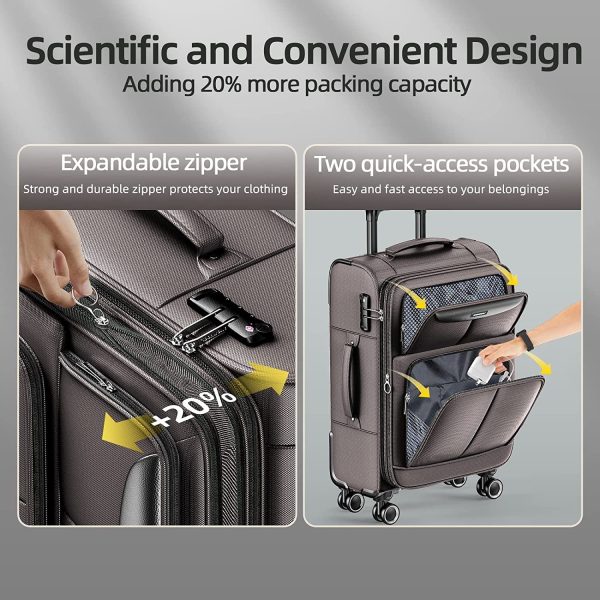 Luggage Sets 3 Piece Softside Expandable Lightweight Durable Suitcase Sets Double Spinner Wheels TSA Lock