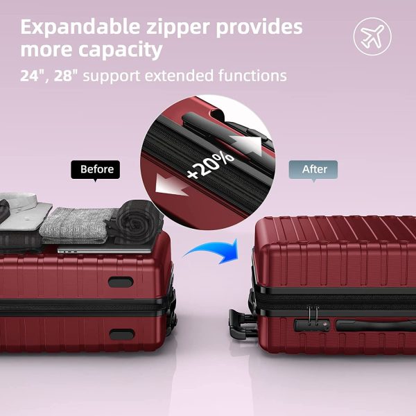 Luggage Sets Expandable ABS Hardshell 3pcs Clearance Luggage Hardside Lightweight Durable Suitcase sets Spinner Wheels Suitcase with TSA Lock