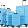 SHOWKOO Luggage Sets Expandable PC+ABS Durable Suitcase Sets Double Wheels TSA Lock Pink 3pcs