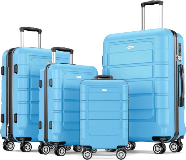 SHOWKOO Luggage Sets Expandable PC+ABS Durable Suitcase Sets Double Wheels TSA Lock Pink 3pcs