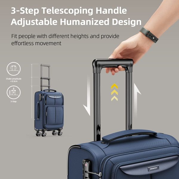 Luggage Sets 3 Piece Softside Expandable Lightweight Durable Suitcase Sets Double Spinner Wheels TSA Lock