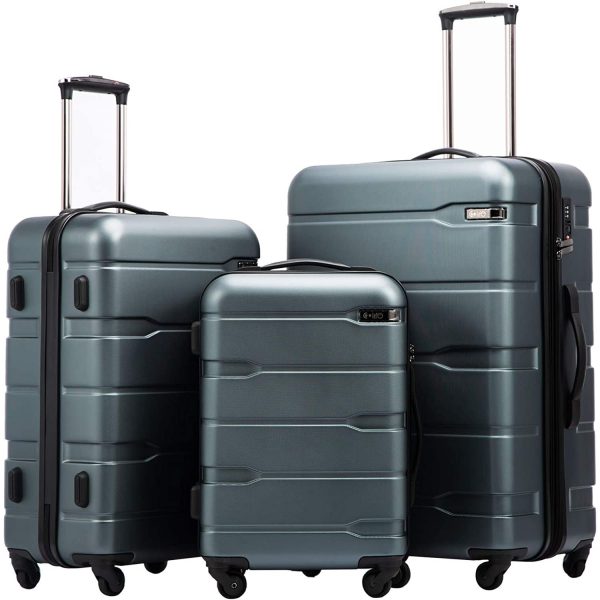 Luggage Expandable 3 Piece Sets PC+ABS Spinner Suitcase Built-In TSA lock 20 inch 24 inch 28 inch