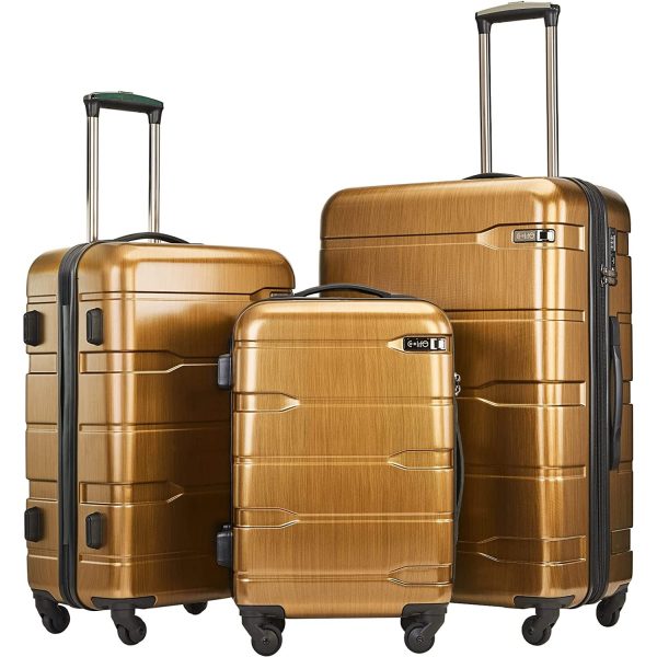 Luggage Expandable 3 Piece Sets PC+ABS Spinner Suitcase Built-In TSA lock 20 inch 24 inch 28 inch