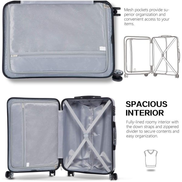 Luggage 3 Piece Sets PC+ABS Spinner Suitcase