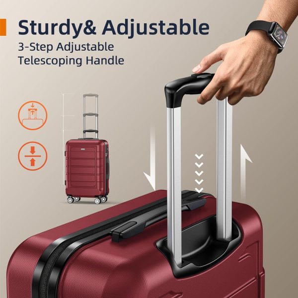 SHOWKOO Luggage Sets Expandable PC+ABS Durable Suitcase Sets Double Wheels TSA Lock Pink 3pcs