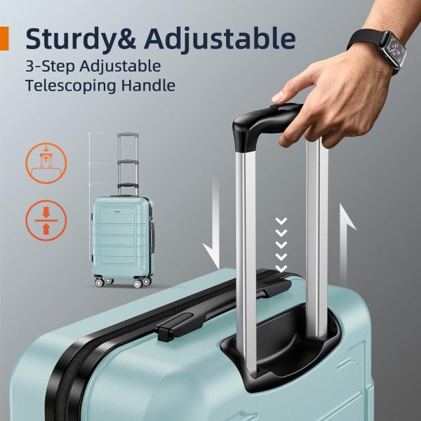 SHOWKOO Luggage Sets Expandable PC+ABS Durable Suitcase Sets Double Wheels TSA Lock Pink 3pcs