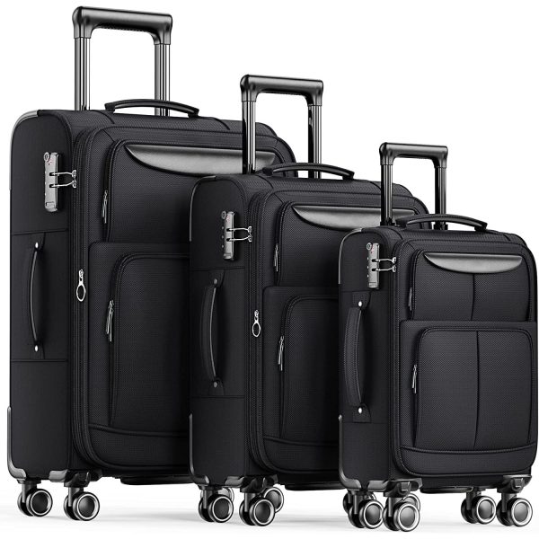 Luggage Sets 3 Piece Softside Expandable Lightweight Durable Suitcase Sets Double Spinner Wheels TSA Lock