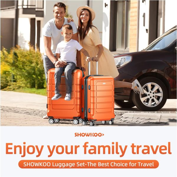 SHOWKOO Luggage Sets Expandable PC+ABS Durable Suitcase Sets Double Wheels TSA Lock Pink 3pcs