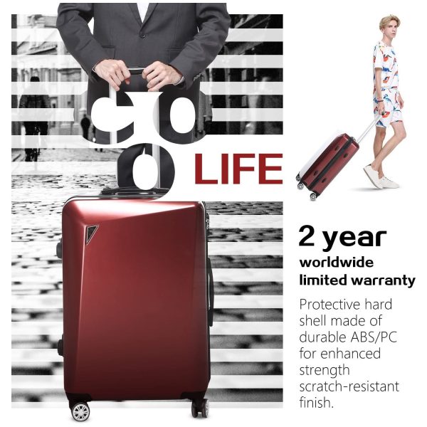 Luggage 3 Piece Sets PC+ABS Spinner Suitcase