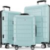 SHOWKOO Luggage Sets Expandable PC+ABS Durable Suitcase Sets Double Wheels TSA Lock Pink 3pcs