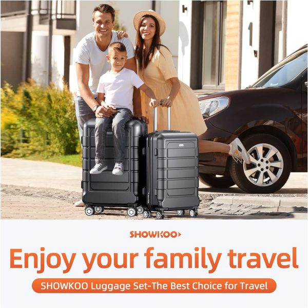 SHOWKOO Luggage Sets Expandable PC+ABS Durable Suitcase Sets Double Wheels TSA Lock Pink 3pcs