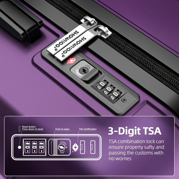 SHOWKOO Luggage Sets Expandable PC+ABS Durable Suitcase Sets Double Wheels TSA Lock Pink 3pcs