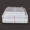 210 TC 100pct Cotton Sateen Striped White Sheet Set