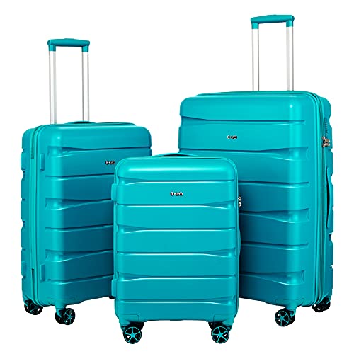 Luggage Expandable 3 Piece Sets PC+ABS Spinner Suitcase Built-In TSA lock 20 inch 24 inch 28 inch