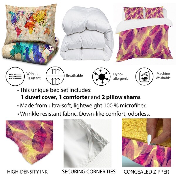 Designart 'Tropical S Pattern With Monstera & Coconut Leaves' Traditional Duvet Cover Comforter Set