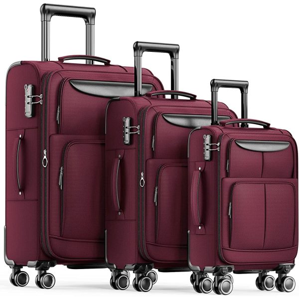 Luggage Sets 3 Piece Softside Expandable Lightweight Durable Suitcase Sets Double Spinner Wheels TSA Lock