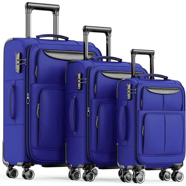Luggage Sets 3 Piece Softside Expandable Lightweight Durable Suitcase Sets Double Spinner Wheels TSA Lock