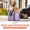 SHOWKOO Luggage Sets Expandable PC+ABS Durable Suitcase Sets Double Wheels TSA Lock Pink 3pcs