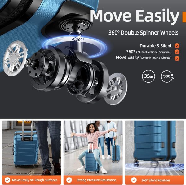 SHOWKOO Luggage Sets Expandable PC+ABS Durable Suitcase Sets Double Wheels TSA Lock Pink 3pcs