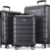 SHOWKOO Luggage Sets Expandable PC+ABS Durable Suitcase Sets Double Wheels TSA Lock Pink 3pcs