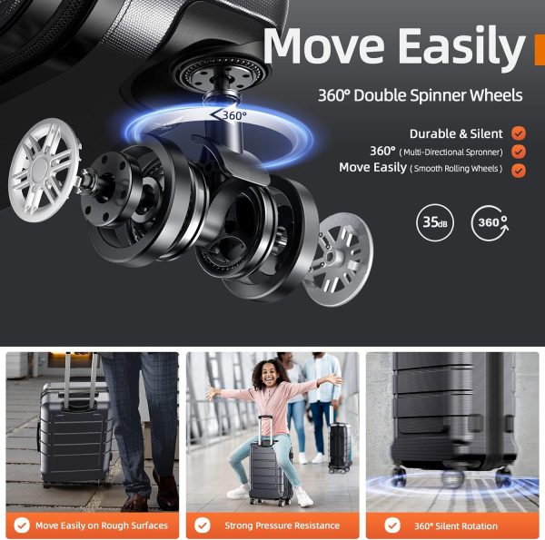 SHOWKOO Luggage Sets Expandable PC+ABS Durable Suitcase Sets Double Wheels TSA Lock Pink 3pcs