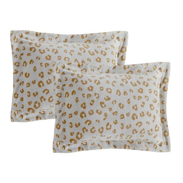 DESIGN STUDIO Leopard Tan Ultra 3-Piece Plush/Sherpa Comforter Set
