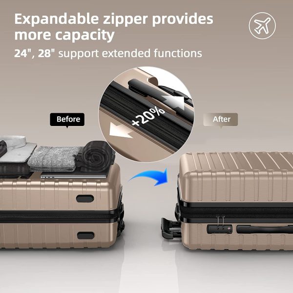Luggage Sets Expandable ABS Hardshell 3pcs Clearance Luggage Hardside Lightweight Durable Suitcase sets Spinner Wheels Suitcase with TSA Lock