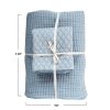 Cotton Kantha Stitched Bed Cover with 2 Quilted Standard Shams, Queen, Set of 3 Pieces