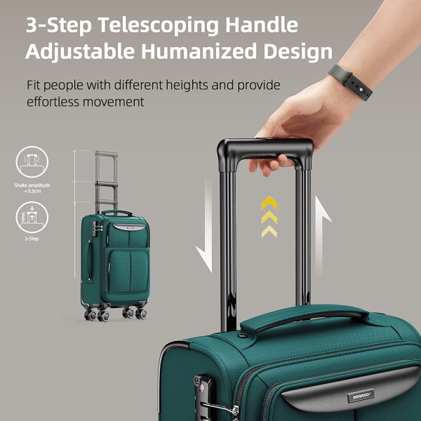 Luggage Sets 3 Piece Softside Expandable Lightweight Durable Suitcase Sets Double Spinner Wheels TSA Lock