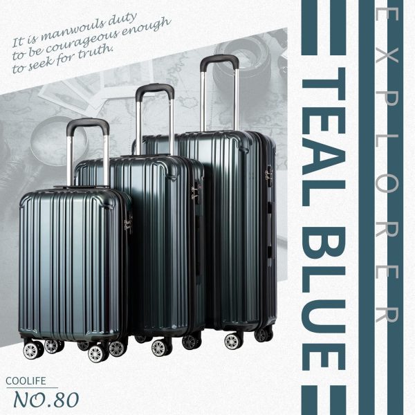 Luggage Expandable Suitcase PC+ABS 3 Piece Set with TSA Lock Spinner Carry