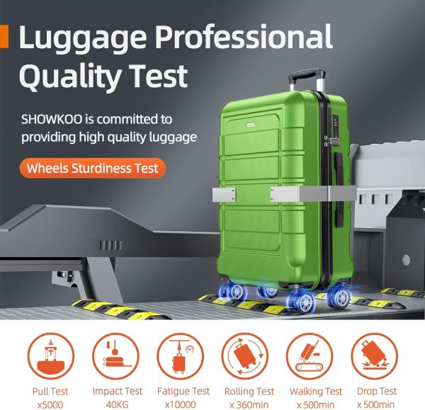 SHOWKOO Luggage Sets Expandable PC+ABS Durable Suitcase Sets Double Wheels TSA Lock Pink 3pcs