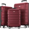 SHOWKOO Luggage Sets Expandable PC+ABS Durable Suitcase Sets Double Wheels TSA Lock Pink 3pcs