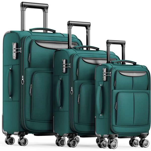 Luggage Sets 3 Piece Softside Expandable Lightweight Durable Suitcase Sets Double Spinner Wheels TSA Lock