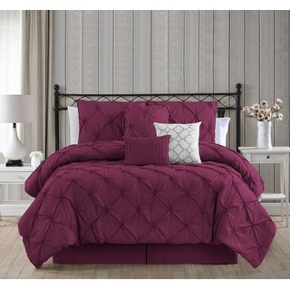 CEDAR COURT Smocked Circle Embellished 7-Piece Microfiber Comforter Bedding Set