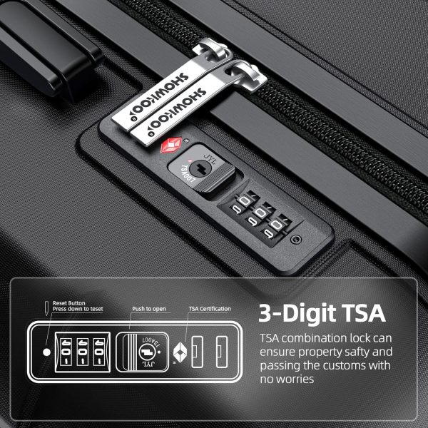 SHOWKOO Luggage Sets Expandable PC+ABS Durable Suitcase Sets Double Wheels TSA Lock Pink 3pcs