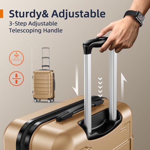 SHOWKOO Luggage Sets Expandable PC+ABS Durable Suitcase Sets Double Wheels TSA Lock Pink 3pcs