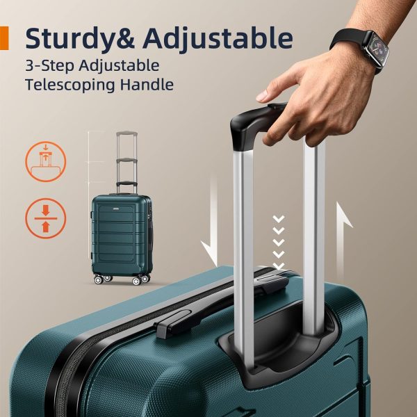SHOWKOO Luggage Sets Expandable PC+ABS Durable Suitcase Sets Double Wheels TSA Lock Pink 3pcs
