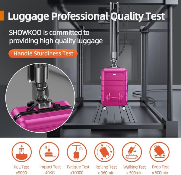 SHOWKOO Luggage Sets Expandable PC+ABS Durable Suitcase Sets Double Wheels TSA Lock Pink 3pcs